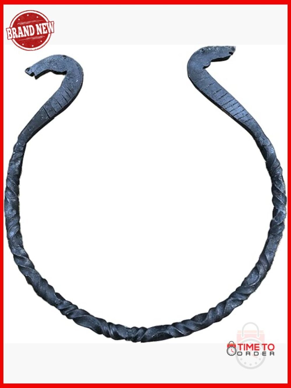 Hand Forged Iron Torc Horses Head Necklace Viking Torque Jewelry